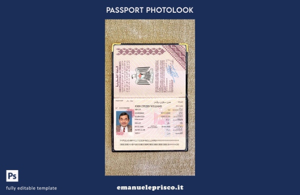 modello di aspetto fotografico del passaporto palestinese in stile verificato